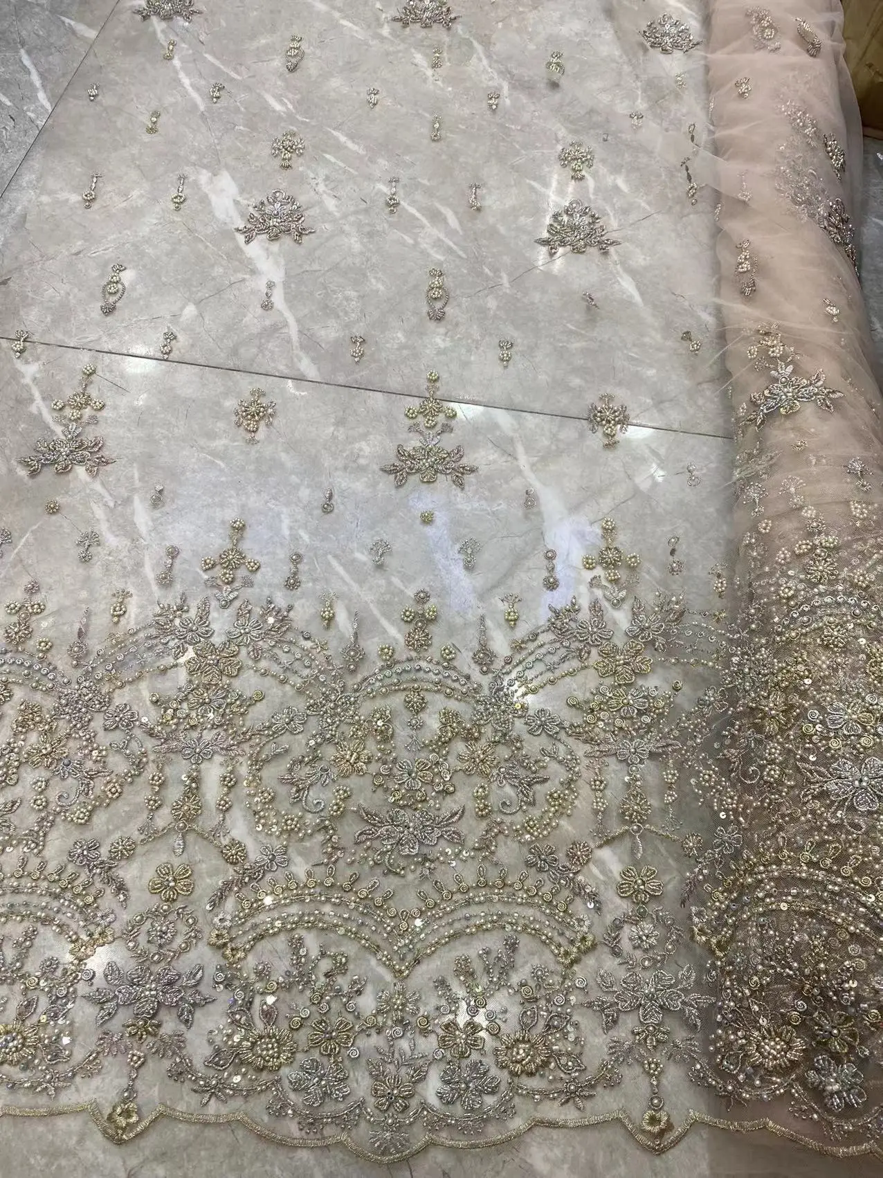 Красивые жемчужные кружева ручной работы вышитые камнями французское Тюлевое