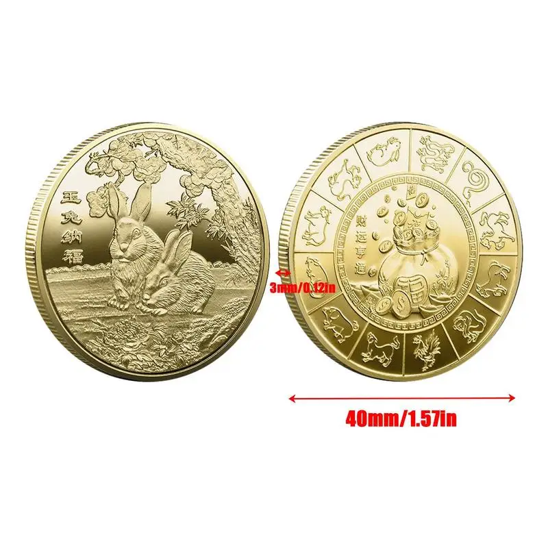 Rabbit Coins New Year 2023 Year Of The Rabbit Feng Shui Coin Collectible Coin For Money Good Luck Health Wealth Chinese New Year images - 6