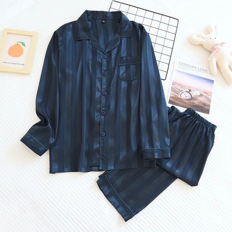 Men's Pajamas Women's Pajamas Silk Pajamas Suit Long Sleeved Trousers Couple's Pajamas Home Clothes