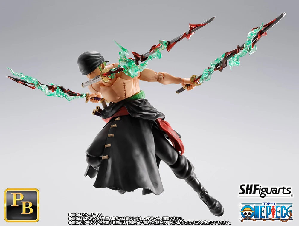 Фото Фигурка S.H.Figuarts Ророноа Зоро «Король Ада» от BANDAI, аниме-фигурка, сменные элементы для рук Хаки, эффект трёх мечей, декор, подарок №4