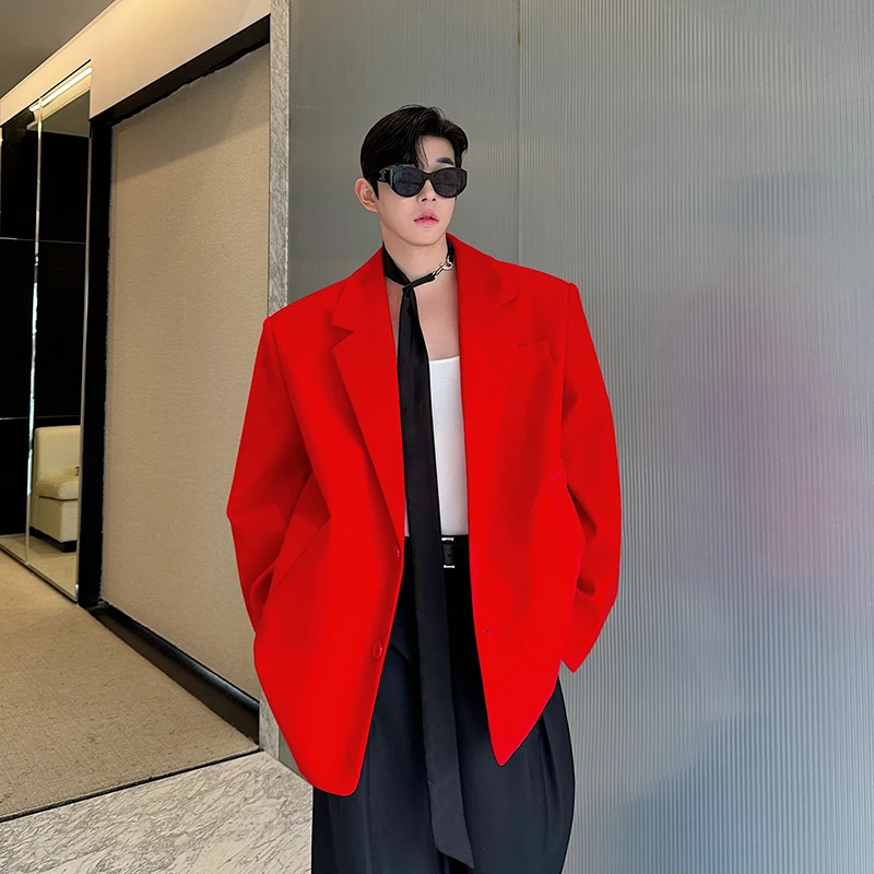 Нишевый дизайн мужской бархатный костюм свободные однобортные мужские зимние