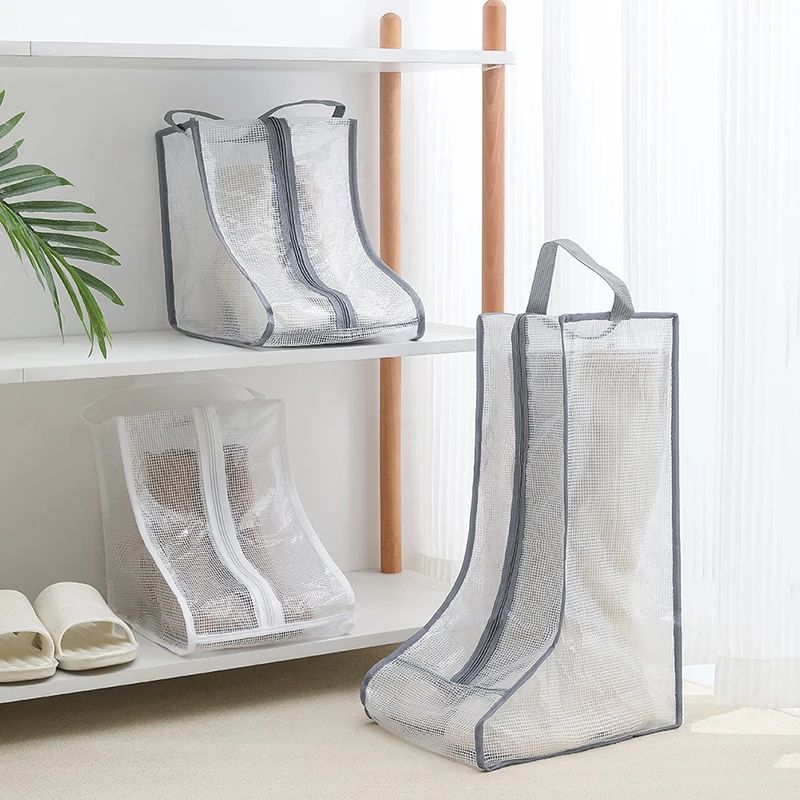 

Boot Storage Bag Waterproof Dustproof Transparent Shoes Protection Bag Zippered Portable Boot Pocket Household Travel Storage 1X