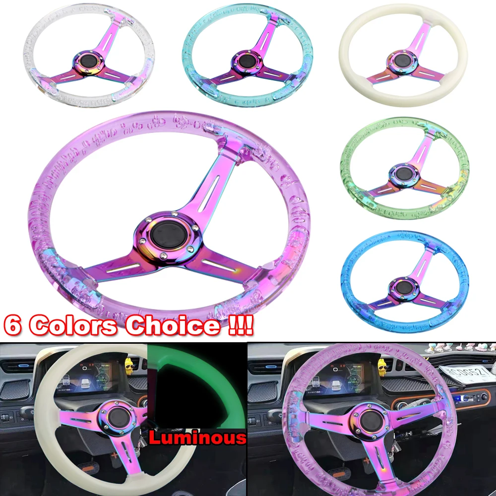 

Universal 14 zoll/350mm Neo Chrome Lenkrad Auto Auto Fahrzeug Racing Acryl Legierung Transparent Gewöhnliche Refits Ersatz