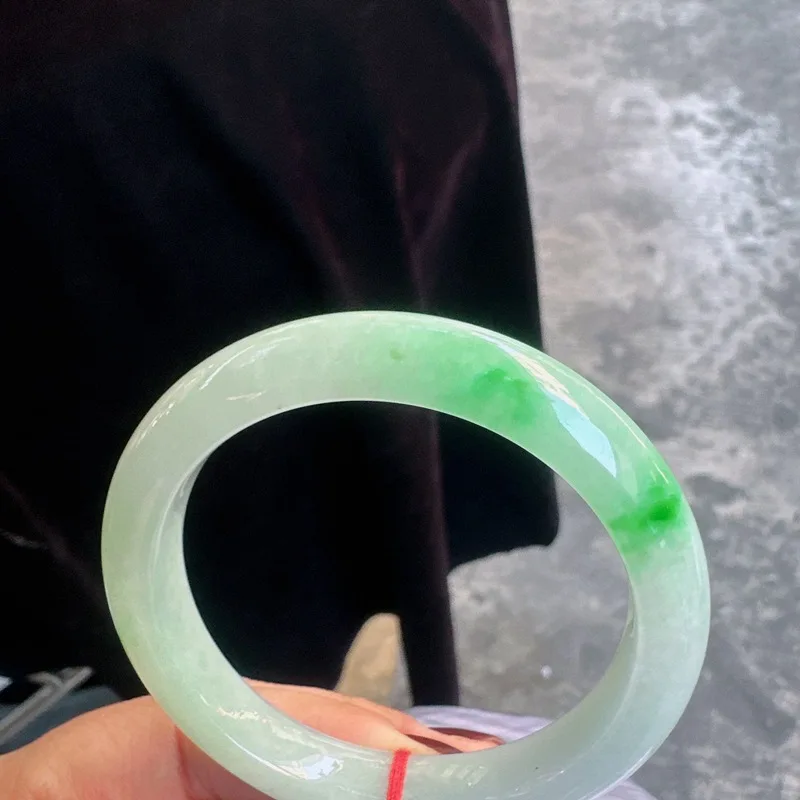 Заводской натуральный зеленый плавающий браслет-кольцо с а-образным нефритом