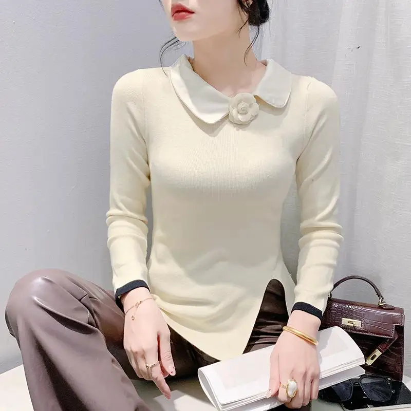 Модный вязаный женский воротник-поло с длинным рукавом и нерегулярными