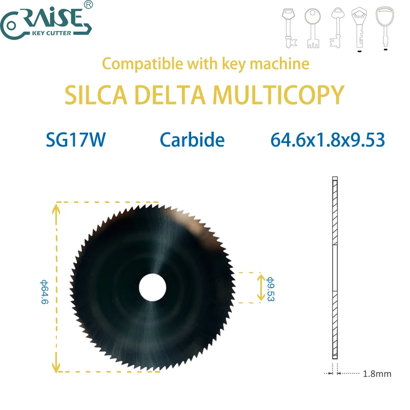 

Резак для ключей, плоский слоттер, пильный диск SG17W, совместим с SILCA DELTA, копировальная машина для многоадресных ключей, слесарные инструменты на вторичном рынке