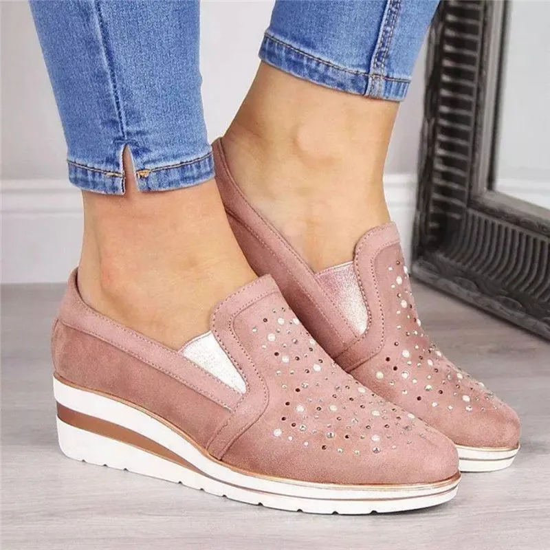 

Comemore Wedges Heels Shoes for Women 2022 Spring Shoes Woman Fashion Loafers Slip-On Round Toe Casual Shoe Comfortable Flats 43
