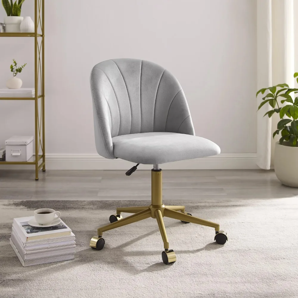 

Linon Alondra Office Chair, Gold with Gray Velvet
