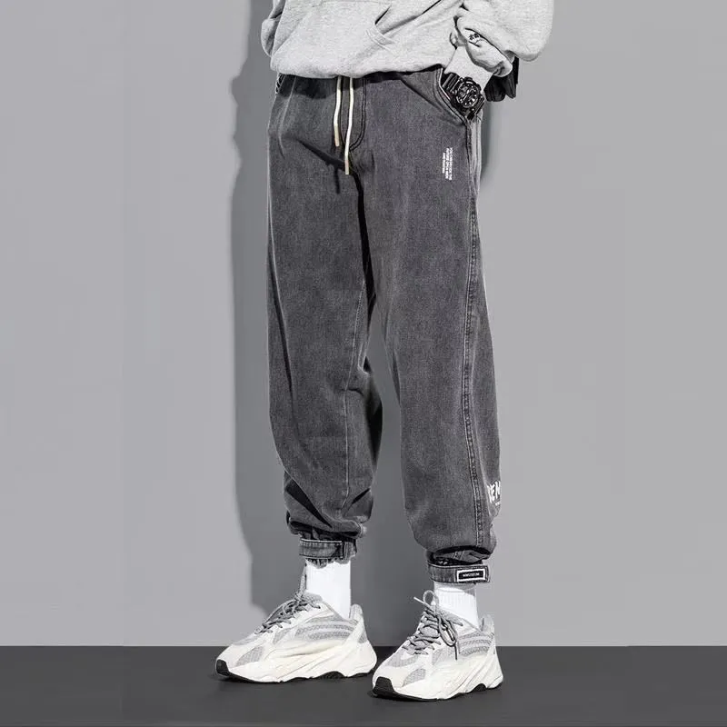 Jeans Men's Summer Tide Brand Loose Spring and Autumn Men's New 2022 Beam Feet Nine Points Workwear Casual Long Pants