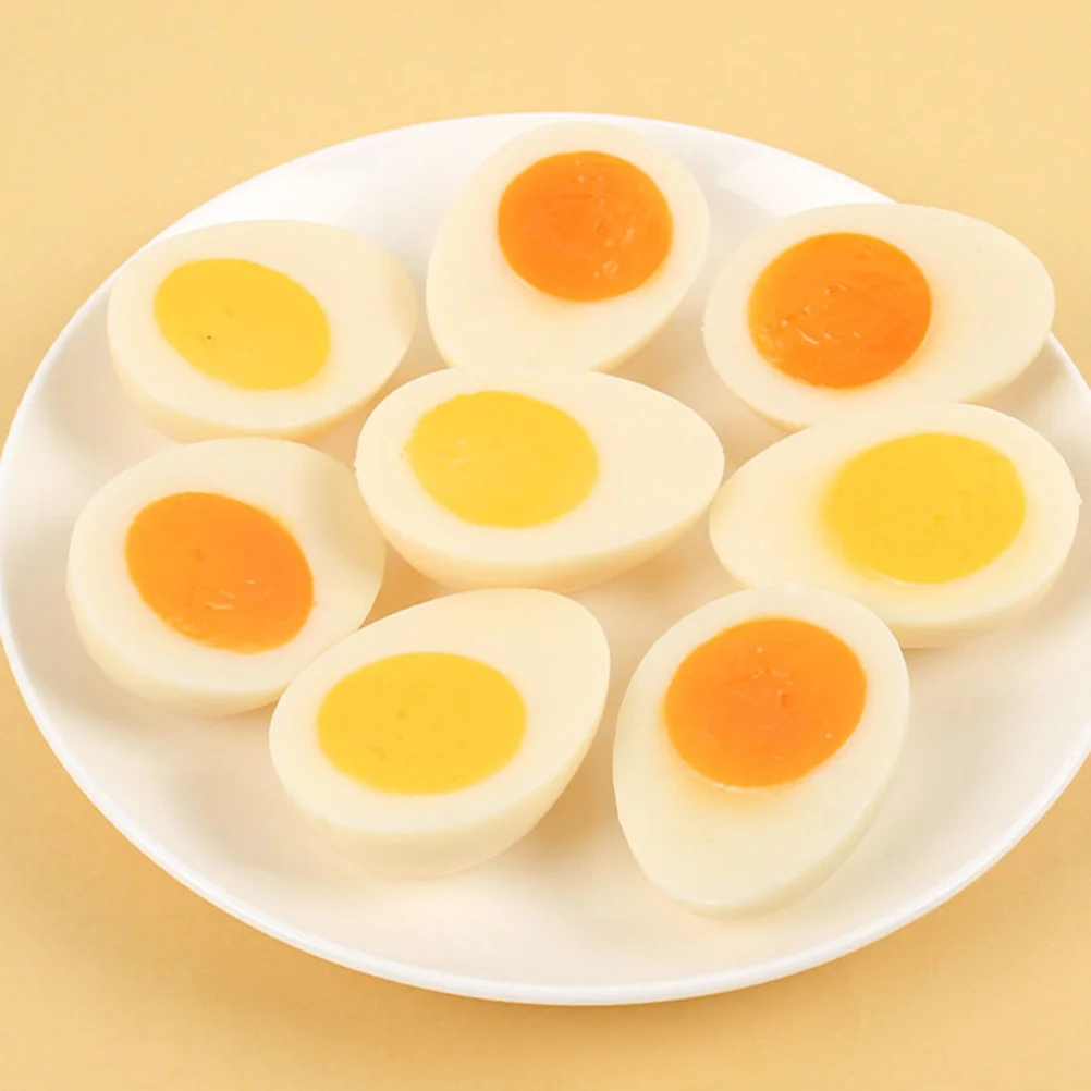 

4Pcs Fake Eggs Novelty Artificial Food Models Sliced Egg Photography Props