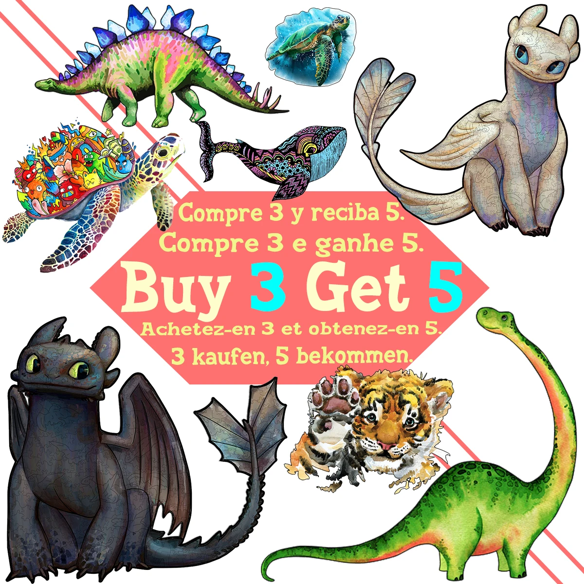 

Proud And Coquettish Couple Dragon Wooden Puzzle Animal Shape 3D Puzzle Toys Family Game Children Festival Gift Educational Toy