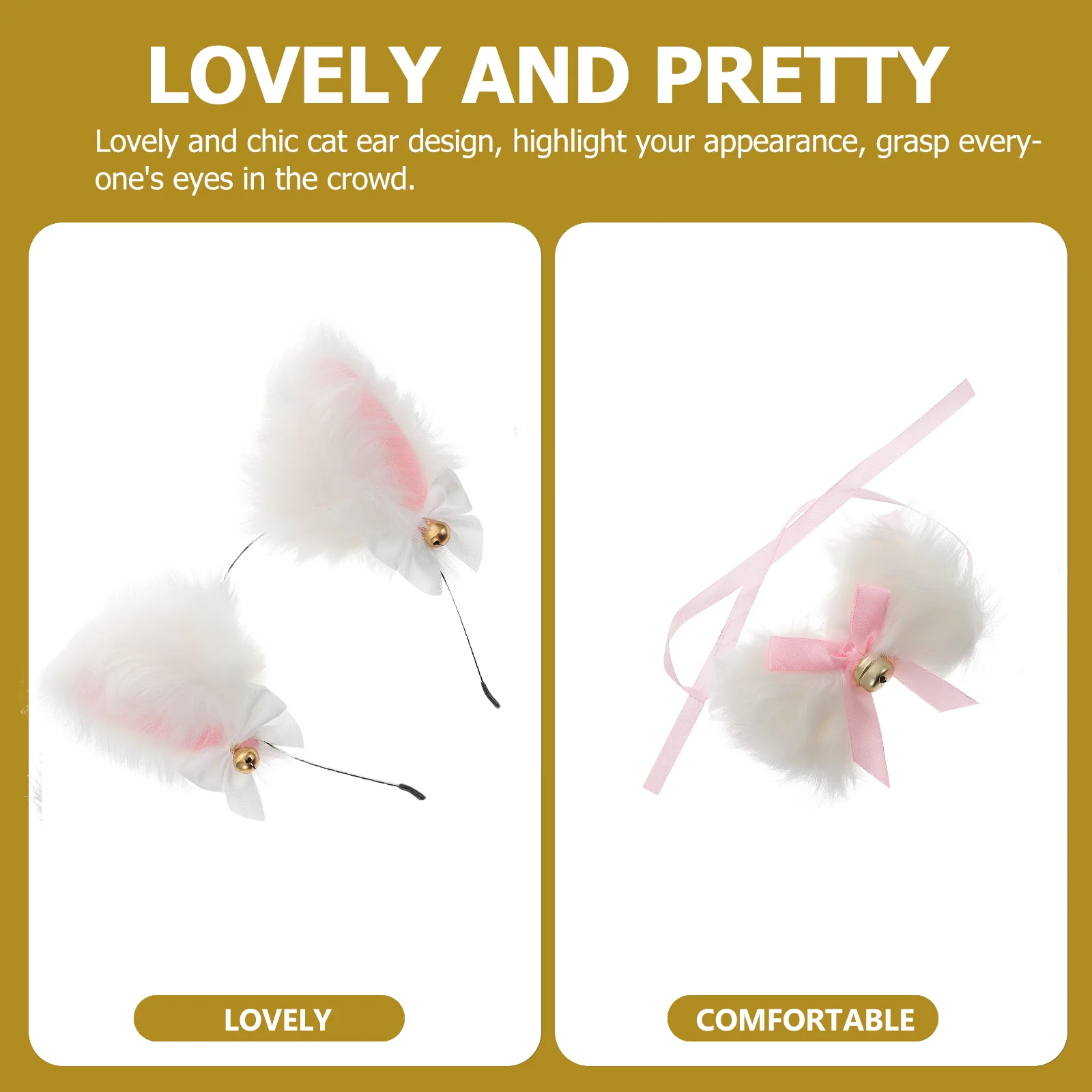 Повязки на голову с бантом-колокольчиком колье кошачьими ушками и