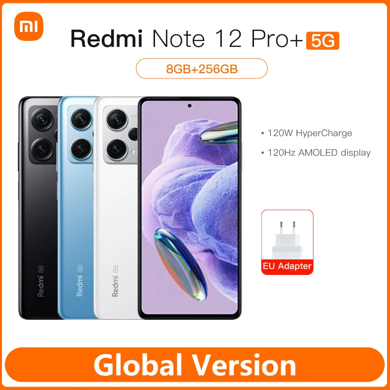 

Xiaomi Redmi Note 12 Pro Plus 5G Global Version Smartphone 8GB+256GB 200MP OIS Camera 120Hz AMOLED 120W Charge