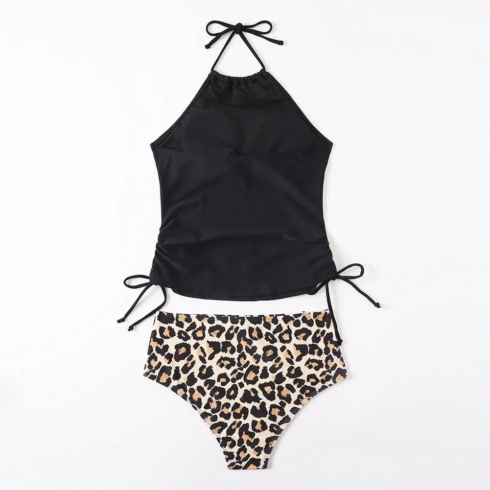 

Быстросохнущий летний пляжный купальник из полиэстера в подарок из двух предметов, мягкий дышащий женский купальник с леопардовым принтом,...