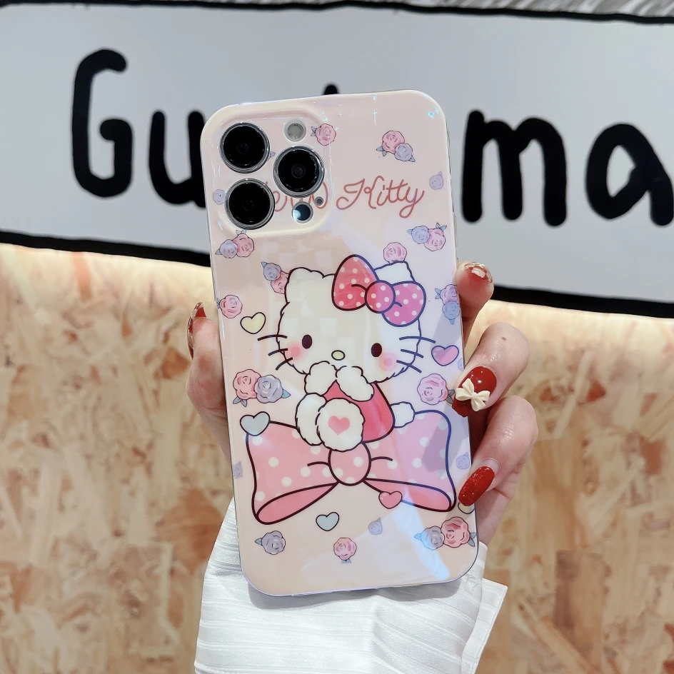 Телефонные чехлы Hello Kitty Blu-Ray для iPhone 14 13 12 11 Pro Max Mini XR XS MAX 8X7 SE 2022 6 6s Plus милый