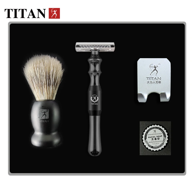 

Titan manual shaver razor double edge safety razor kit shaving soap replacement blade razor