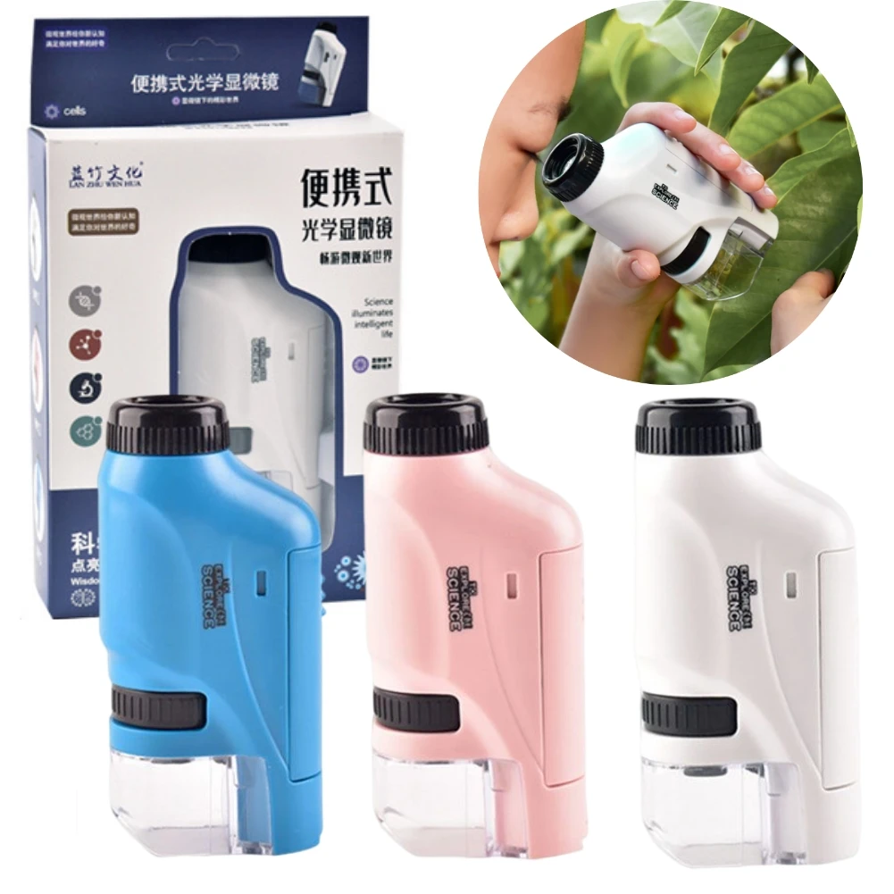 

Mini Pocket Microscope Kit 60X-120X Battery Powered Laboratory Microscope Science Education DIY Experiment Tools