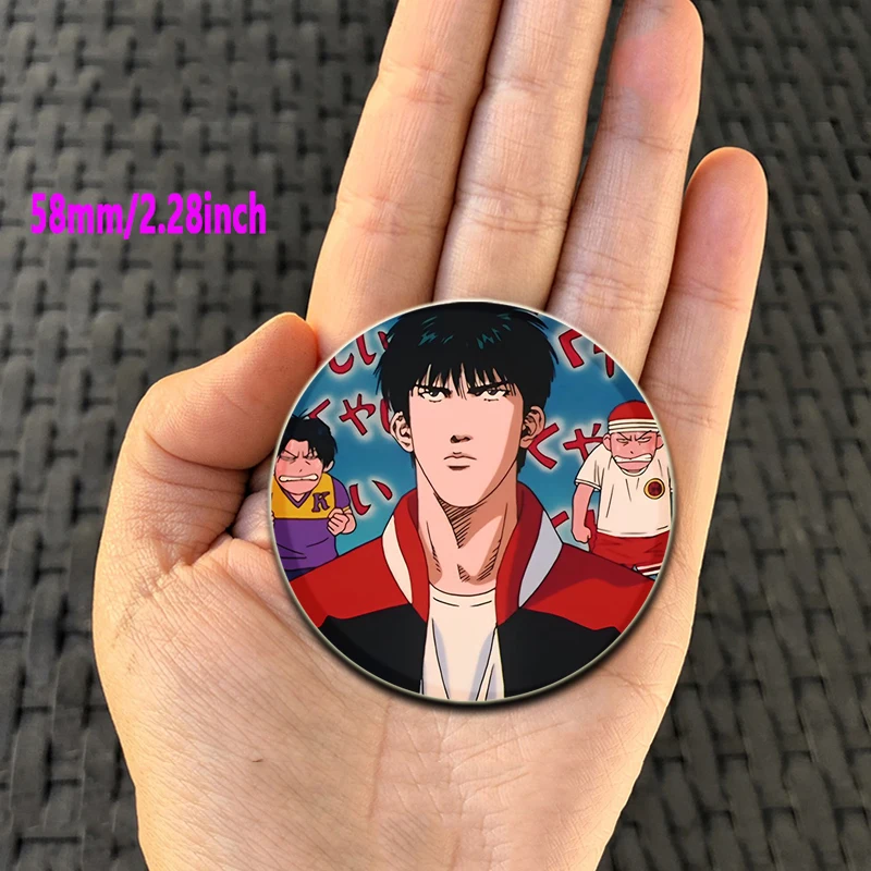 Мягкая Белая жесть в стиле Слэм-Dunk 32/58 мм булавка с мультяшным рисунком