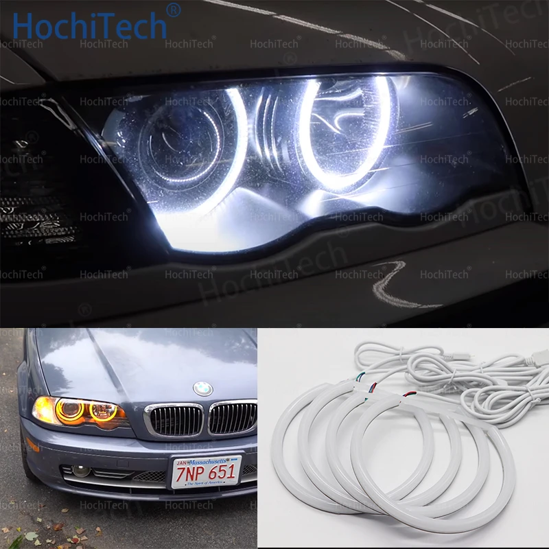 

16 Color Multi-Color Cotton LED Angel Eyes DRL Halo Ring Daytime Running Light for BMW 3 Series 1999-2005 E46 Headlight