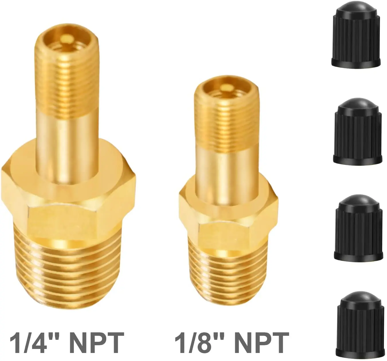 

ATsafepro 4pcs 1/8" NPT Tank Valve Anti-Corrosion Brass Schrader Valve with 1/4" Male NPT Using Air Compressor Tanks 1/4" NPT