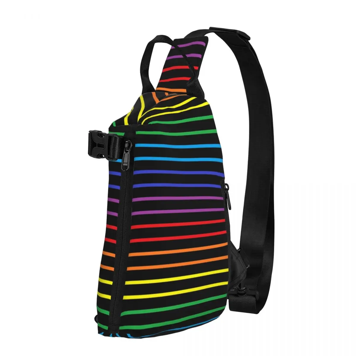 

Нагрудные сумки в радужную полоску для женщин, модная велосипедная сумка на плечо с черным принтом в виде линий, сумки-слинг через плечо для старших классов и занятий спортом