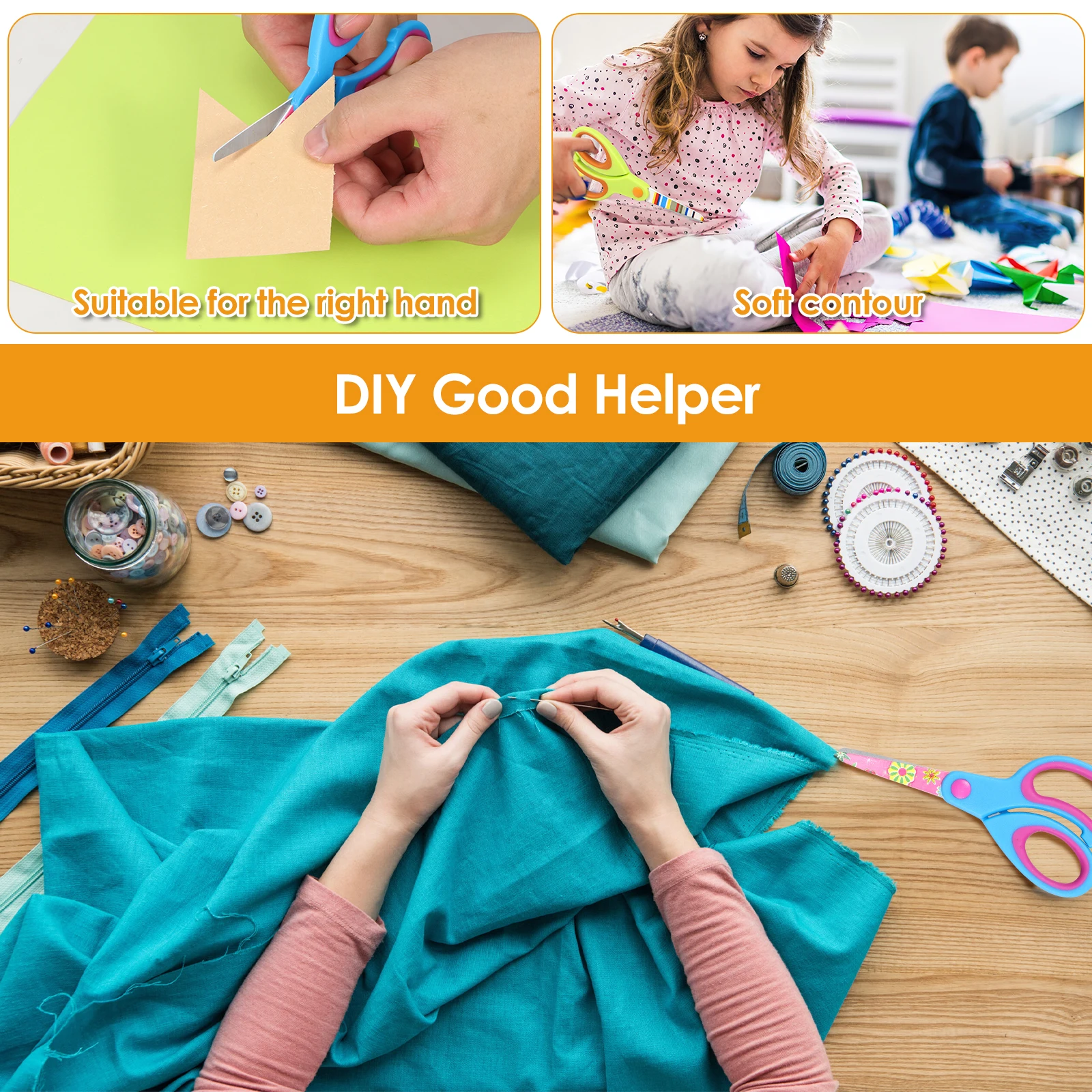 6 шт. детские ножницы из нержавеющей стали с удобным захватом