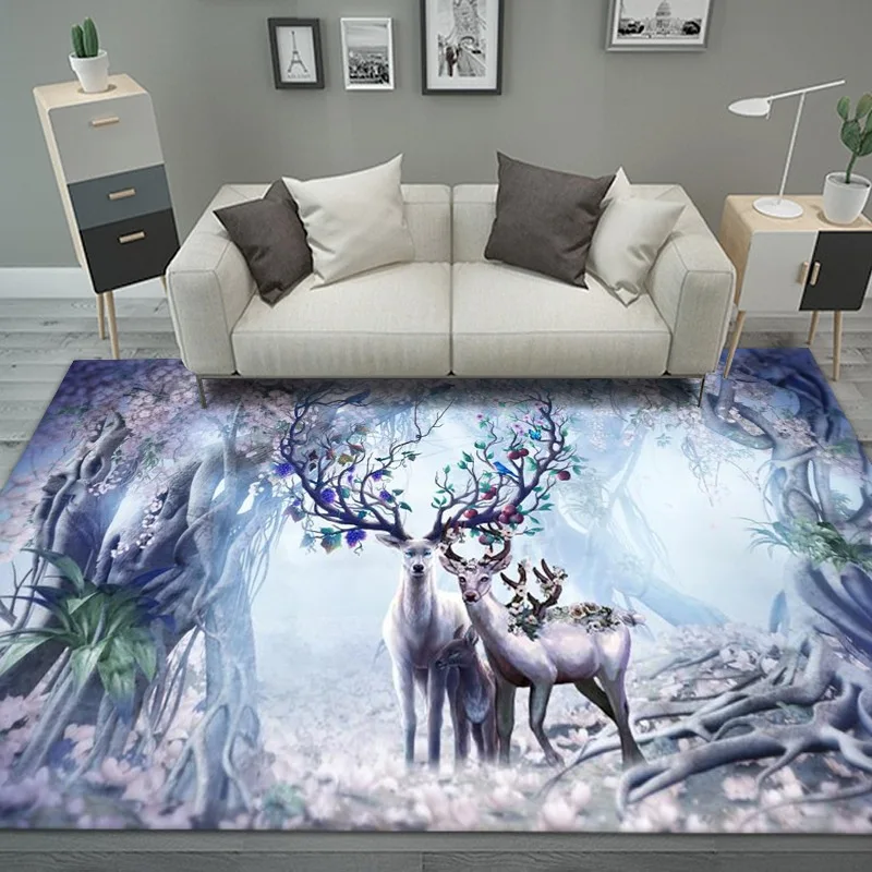 

Elk/Tiger/lion 3D Printing Carpet Cute Cartoon Child Play Area Rugs Nordic Home Decoration Large Carpets for Living Room bedroom