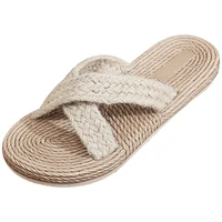 straw weave slippers girl sandal summer new fashion sandals soft soles beach shoes breathable roman shoes kids flat slipper