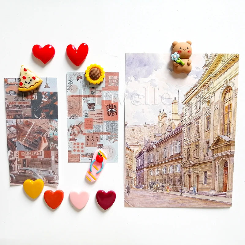 10PCS милые мини холодильник магниты красочные любовь сердце маленький наклейки