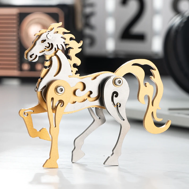 MOKR Зодиак Лошадь Цвет Животных 3D Металлический Пазл Подарок Игрушки Для Детей