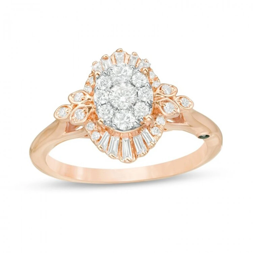 

HESHI Diamond Frame Tri-Sides Engagement Ring in Rose Gold