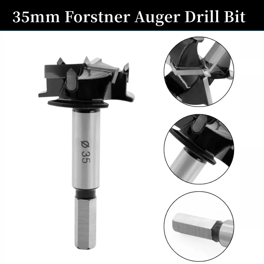 

1pc 35mm 3 Flutes Carbide Alloy Tip Drill Bit Wood Auger Cutter Hole Opener Hole Saw Cutter Milling Opener Woodworking Tool