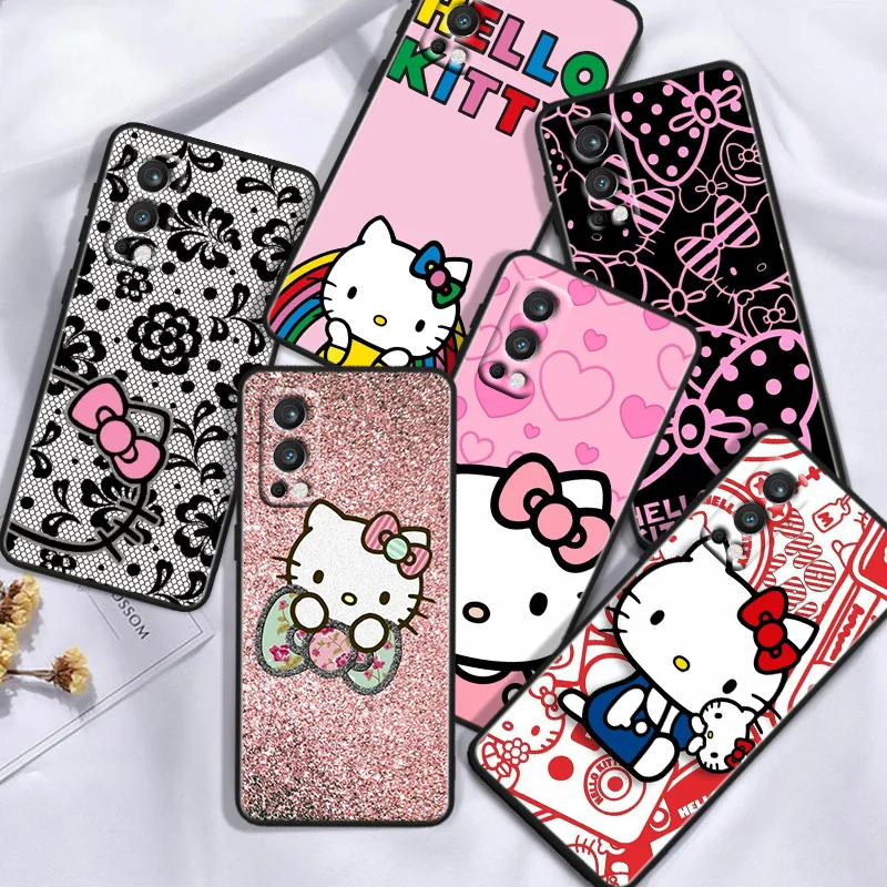 Cartoon Anime Hello Kitty For OnePlus 11 10T 10R 9R 8T 7T Nord N300 N200 N100 2T CE2 Lite N20 N10 Pro Black Soft Phone Case