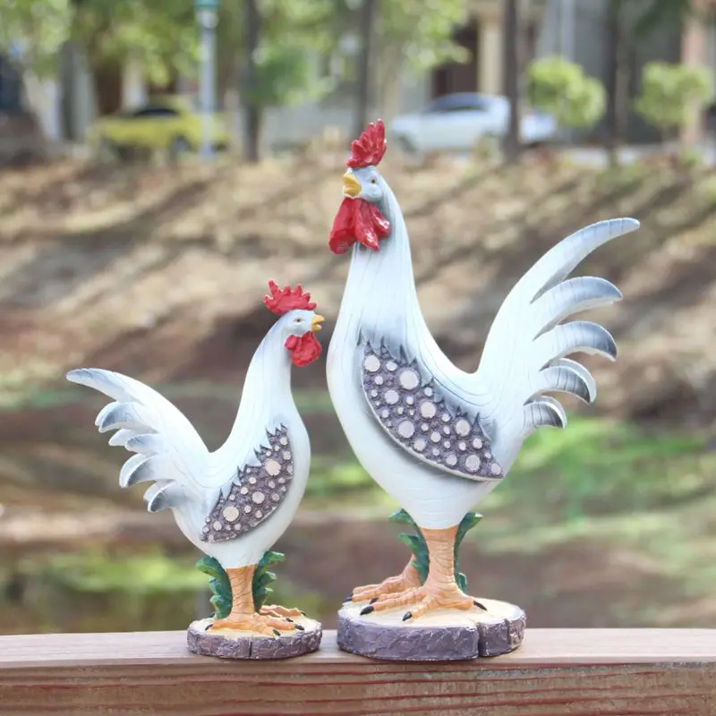 

Decorations for Home Pastoral Animal Rooster Garden House Ornament Antique Simulation Resin Outdoor Farmland Yard Lawn Fairy