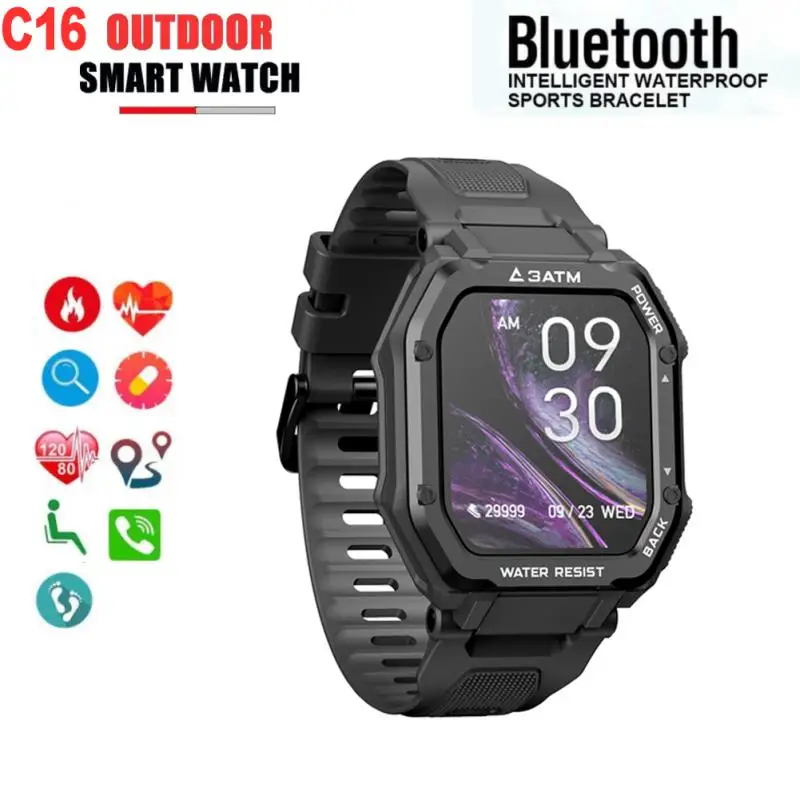 

C16 Outdoor Smart Watch Bracelet 1.69 Inch 3ATM Waterproof Sports Running Watch Heart Rate Blood Oxygen Monitoring Fitness Watch