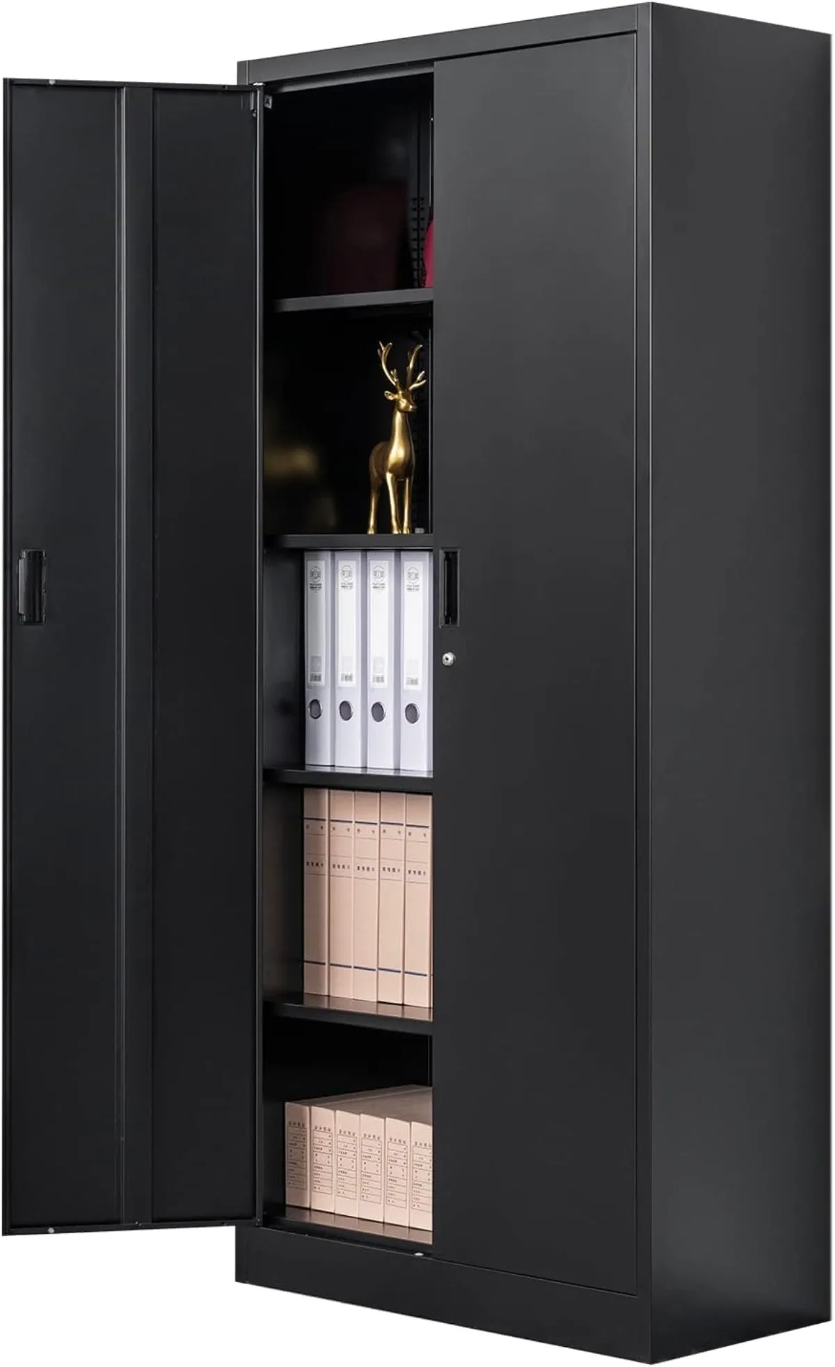 

Металлический шкаф для хранения 71 дюйм, высокие стальные шкафы для хранения для гаража, дома, офиса, школы, черный