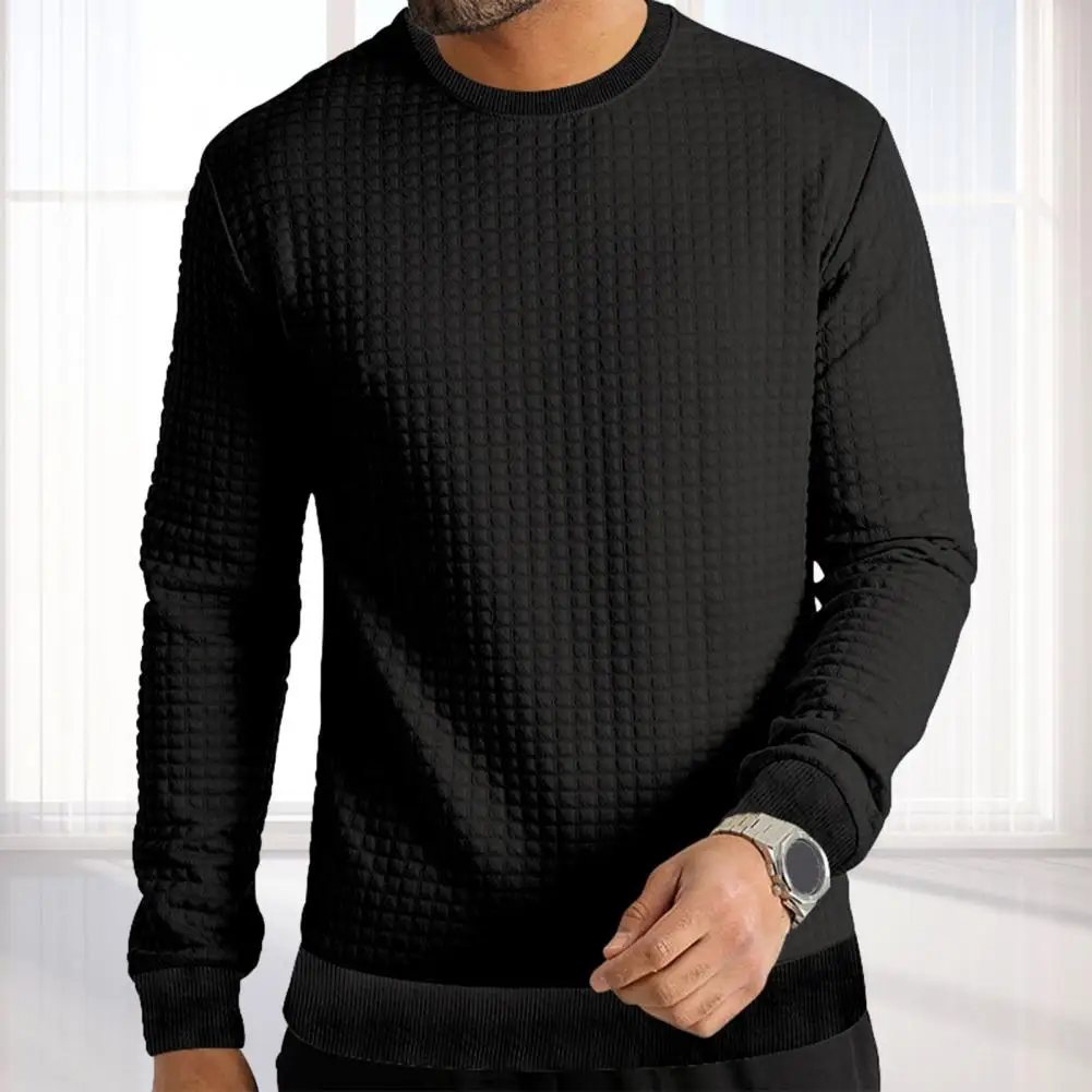 

Mens T-shirt Top Round Neck Elastic Casual Simple Style Slim Fit Pullover Long Sleeve Soft Casual Tops Male Clothes