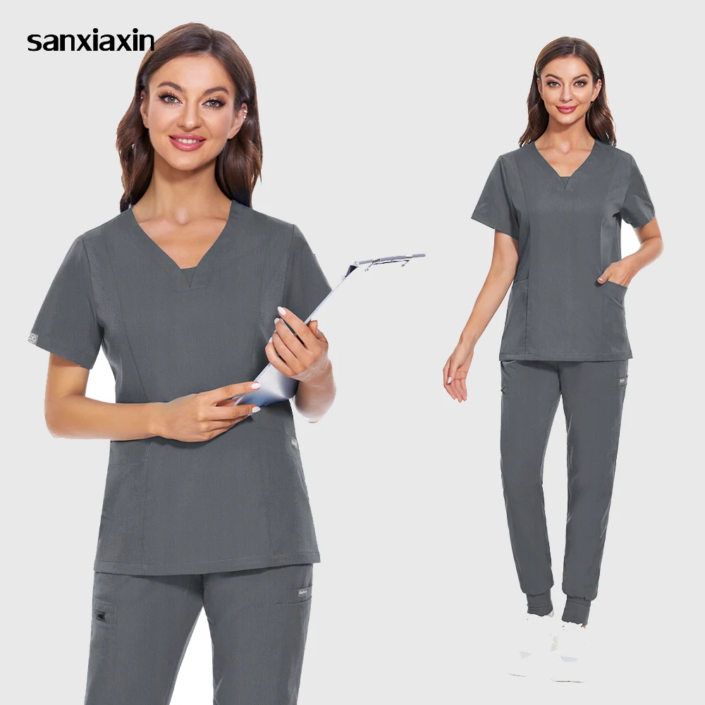 

Pet Grooming Nurse Uniform Short Sleeved Scrub Workwear Beauty Salon Nursing Workwear V-Neck Lab Suit Doctor Fashion Set Costume