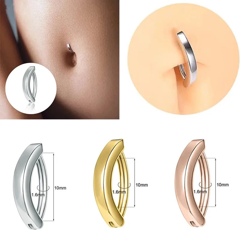 

Fashion Stainless Steel Glossy Navel Piercing for Women Minimalist Anti-allergy Copper Belly Button Ring Body Piercing Umbilical