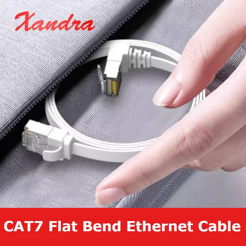 Фото CAT7 10-гигабитный плоский Ethernet-кабель с изгибом 90 градусов CAT6A GB ТВ-маршрутизатор Широкополосная линия Универсальный сетевой провод L-типа вверх/вниз RJ45 №1