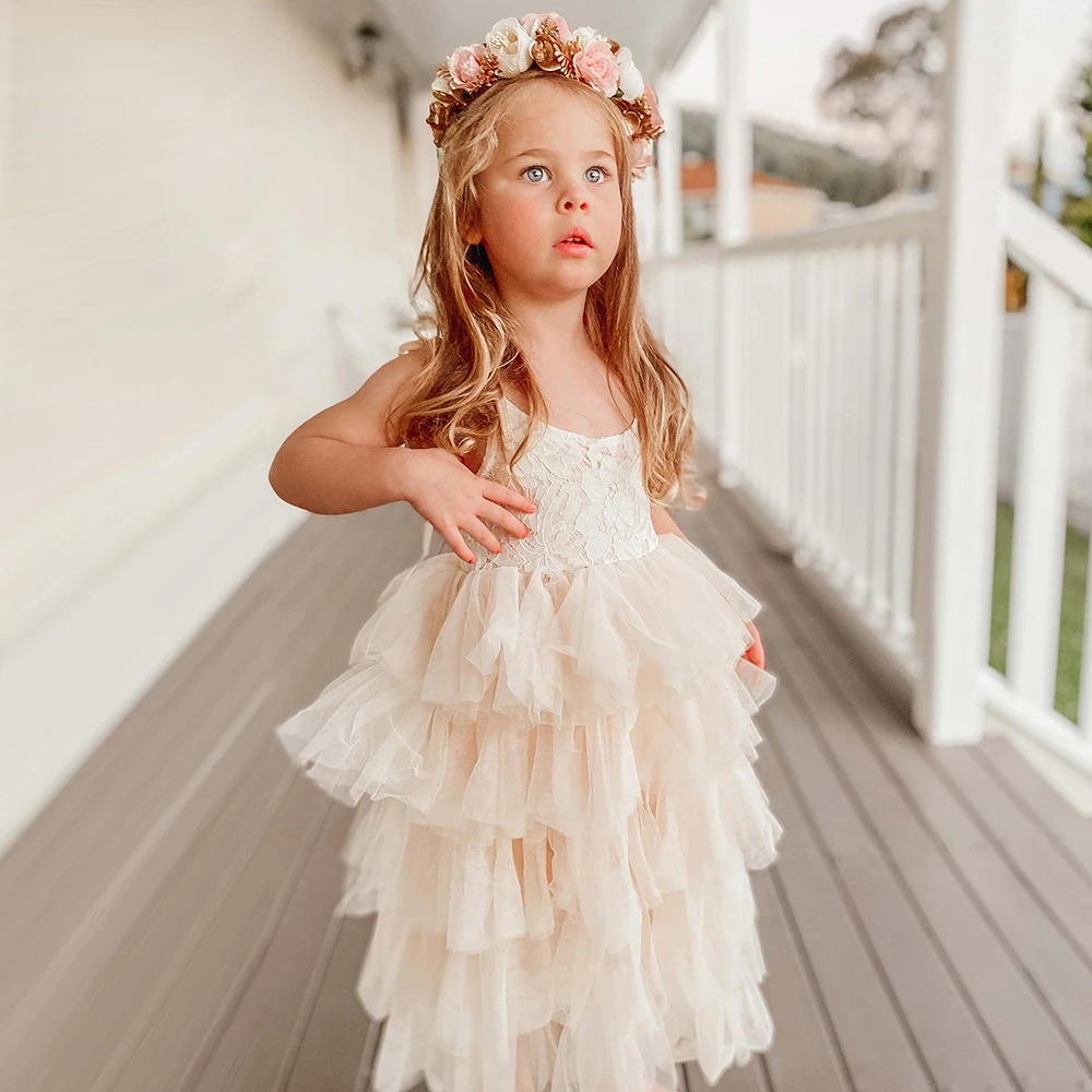 

Baby Christmas Dress for Girls Ceremony Pageant Gown New Year Kids Princess Tulle Clothes Flower Lace Birthday Children Dresses
