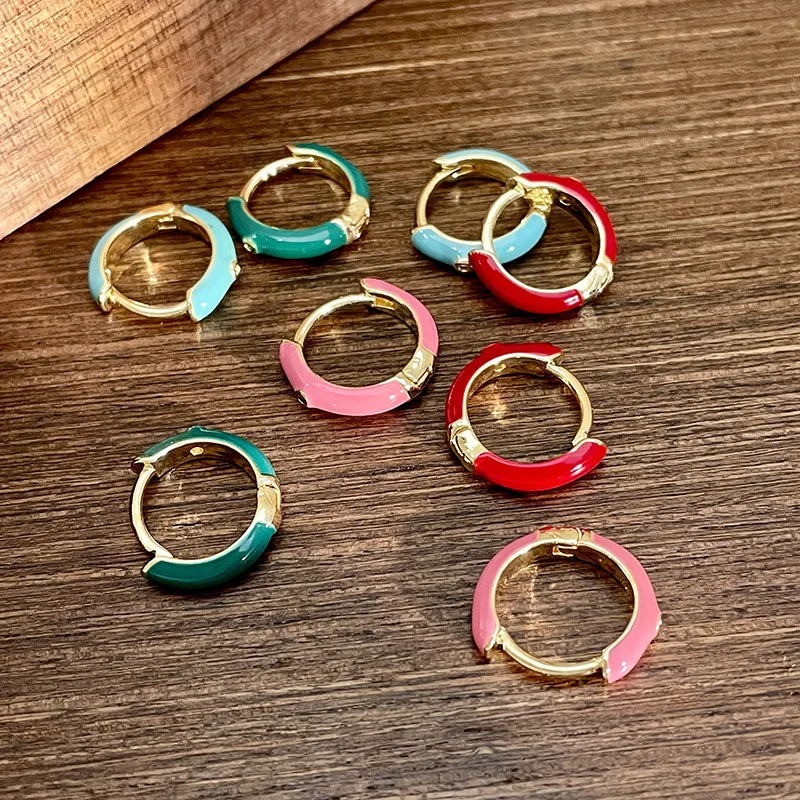 

2023 New Arrival Colorful Enamel Round Hoop Earrings for Women Delicate Daily Jewelry Girls Cute Birthday Gift