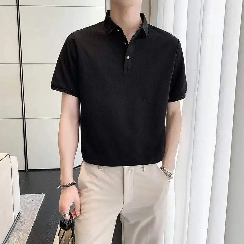 V7998- Men's simple and personalized short sleeve polo 2022 new color placket Lapel T-shirt.