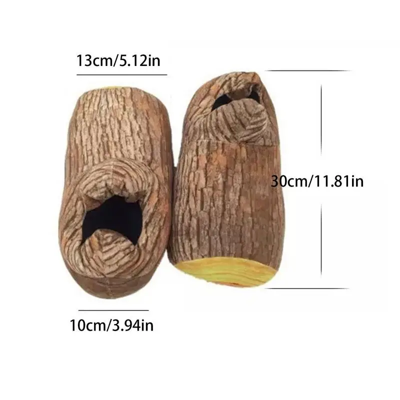 Хлопковые тапочки для женщин домашние с плюшевым рисунком бревенчатого дерева