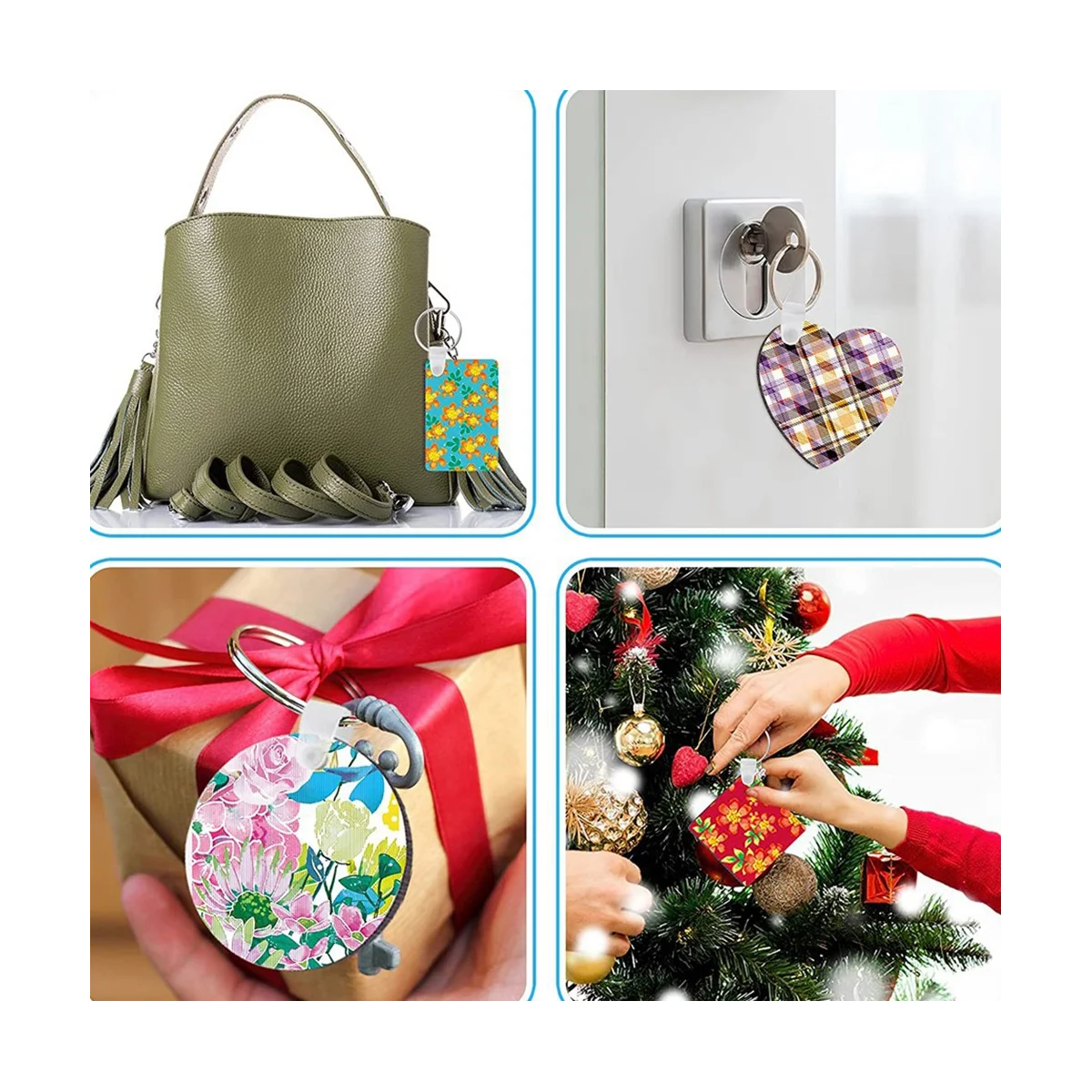 

40Pcs Sublimation Blanks Keychain Set Heat Transfer Keychain Ornament MDF Blanks with Key Rings Double-Side