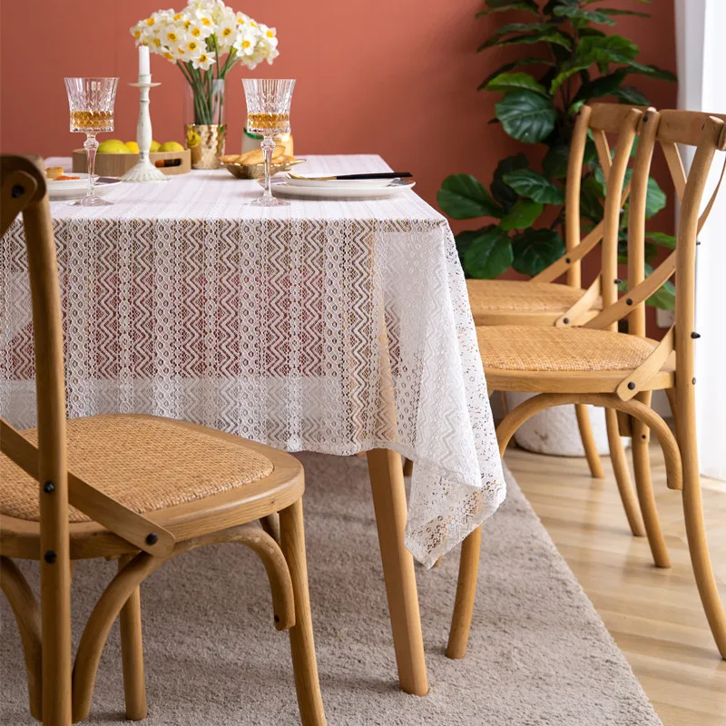 

Tablecloth French Pastoral Lace Tablecloth Brocade Cotton Hollowed Out Photo White Corrugated Tea Table One