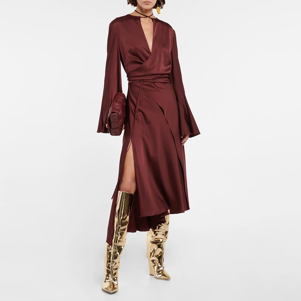 Autumn Winter Women Tall Boots Pointed Toe Wedges Slip On Sexy Patent Leather Fashion Clubwear Knee High Boots