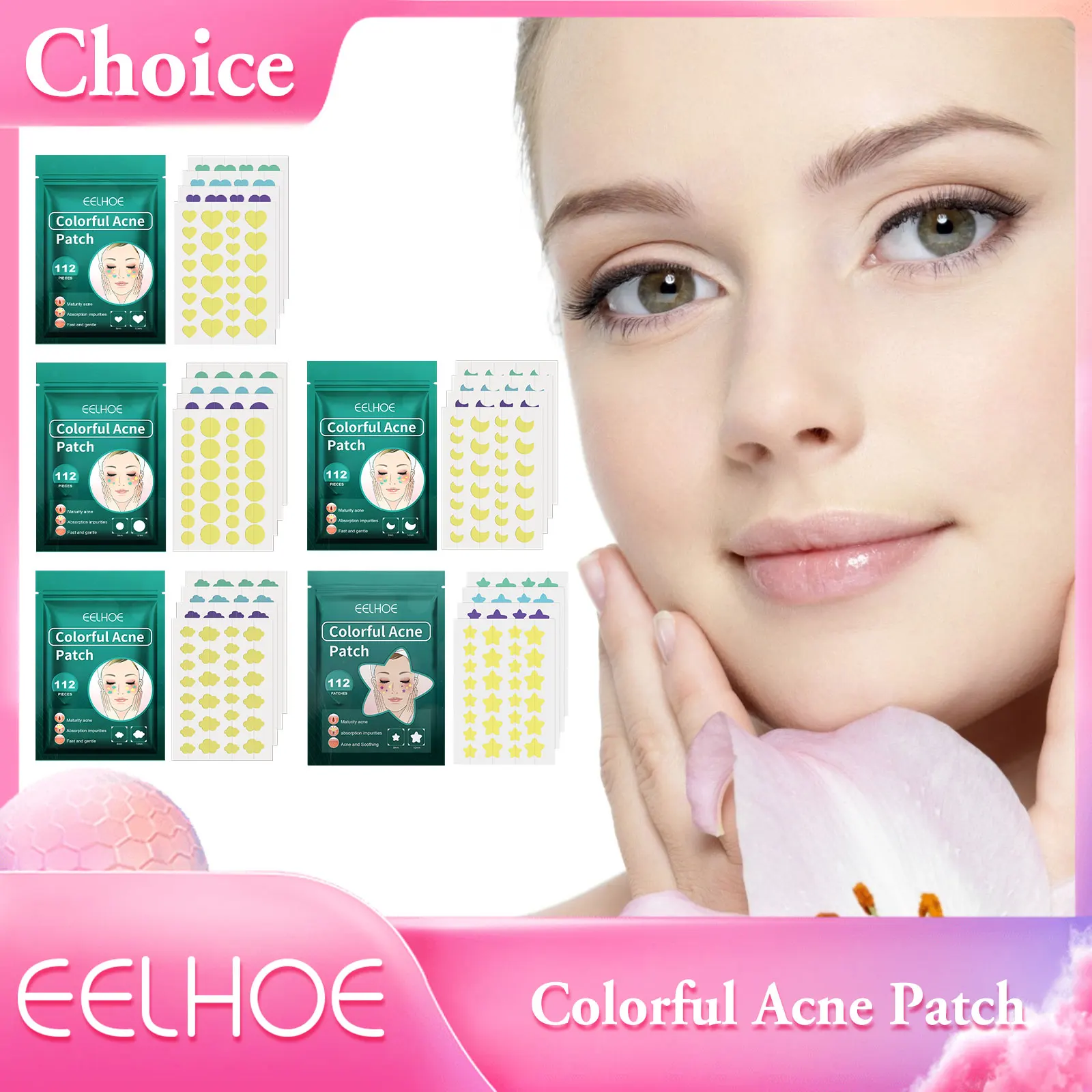 112 шт. водонепроницаемые разноцветные пластыри от прыщей и