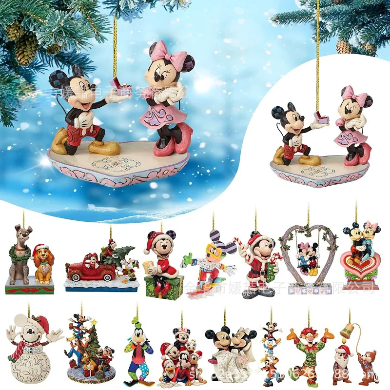 

Disney Hanging Christmas Tree Decoration Anime Figure Mickey Mouse Car Ornament Pendant Acrylic 2D Decorations Kids Gifts
