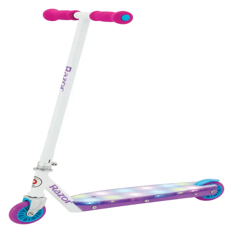 

Pop Kick Scooter - Multi-Color LED Light-Up Deck, Lightweight Steel Frame, for Kids Ages 6+ M suspension front Citycoco accessor